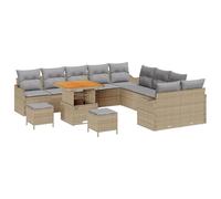 vidaXL Set da Giardino di 13 Pezzi con Cuscini Beige in Polyrattan, Arredo Esterno Grande, Design Modulare, Seduta Impermeabile, Moderna, per Terrazza e Patio, Perfetta per L'Estate, Regolabile in A