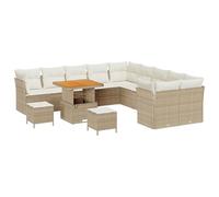 vidaXL Set da Giardino di 13 Pezzi con Cuscini Beige in Rattan Sintetico. Mobili da Patio per 6 Persone con Piedini Regolabili. Arredamento Moderno per Terrazzi e Spazi Esterni, Perfetto per Relax e