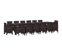 vidaXL Set da Giardino di 15 Pezzi in Rattan Sintetico Marrone | Tavolo Rettangolare per 14 Persone, Resistente ai Raggi UV, Design Moderno, Perfetto per Patios, Balconi o Terrazze, Seduta per l'Est