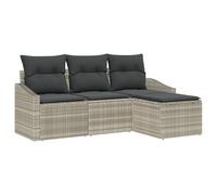 vidaXL Set da Giardino di 4 divani modulari con Cuscini Grigio Chiaro in Rattan Sintetico. Perfetto per terrazzi e balconi. Resistente alle intemperie e Super Comodi per L'Estate.