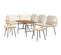 vidaXL Set da Giardino di 4 Pezzi con Cuscini in Rattan Poliestere Naturale