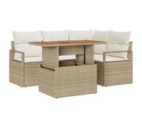 vidaXL Set da Giardino di 5 Pezzi con Cuscini Beige e Panna. È modulare e Perfetto per Il Soggiorno all'aperto, Ideale per Pranzo in terrazza. Comodo e Resistente alle intemperie. È Un Buon arredamen