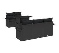 vidaXL Set Divano da Giardino 6 Pezzi con Cuscini Black Poly Rattan