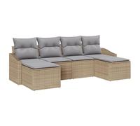 vidaXL Set di Divani da Giardino 6 Pezzi con Cuscini Beige Polyrattan Mobili Modulare da Esterno. Divano Sezionale Resistente all'Acqua Seduta per Mobili da Patio Sedie da Lounge
