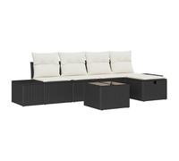vidaXL Set da Giardino di 6 Pezzi con Cuscini in Rattan Nero | Arredamento Resistente alle Intemperie con Funzione di Stoccaggio, Design Moderno e Contemporaneo, Panchina per Mobili da Terrazza, Lou