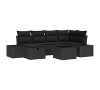 vidaXL Set di 7 divani da giardino con cuscino | paesaggio da esterno in rattan nero struttura in polyrattan design moderno resistente alle intemperie per balconi patios mobili modulari