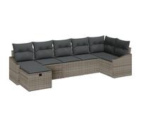 vidaXL Set di Divani da Giardino da 7 Pezzi con Cuscini in Grigio Rattan Sintetico