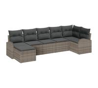 vidaXL Set da Giardino di 7 Pezzi con Cuscini in Rattan Grigio, Perfetto per Il Patio all'aperto. Include sezioni modulabili, posti a Sedere e Un Tocco Estivo. È Un décor Moderno e Contemporaneo.