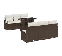 vidaXL Set da Giardino di 7 Pezzi con Cuscini in Rattan Sintetico Marrone. Design modulare per Esterni, Adatto per 6 Persone. Facile da Mantenere, con coperture Rimovibili e mobili Resistenti alle in