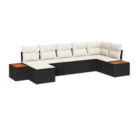 vidaXL Set da Giardino di 7 Pezzi con Cuscini in Rattan Sintetico Nero, Perfetto per Rendere Il Tuo Patio o Balcone più Trendy. Ha Anche Spazio per riporre Le Cose! Si può configurare Come Vuoi per a