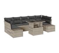 vidaXL Set di 8 divani da giardino con cuscino, grigio chiaro, in rattan sintetico, moderno, per esterni, per terrazze, balconi, sedute sezionali, modulari, 4 posti
