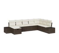 vidaXL Set Divano da Giardino da 8 Pezzi con Cuscini Marrone Rattan Sintetico Mobili da Esterno Sezionale Seduta Confortevole Design Modulare Resistente alle Intemperie Divano Angolare Imbottito