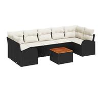 vidaXL Set di Sofà da Giardino a 8 Pezzi con Cuscini Nero Polyrattan Acacia