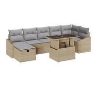 vidaXL Set Divano da Giardino 8 Pezzi con Cuscini Beige Rattan da Esterno per 7 Persone Include Funzione di Storage e Materiale Resistente alle Intemperie Mobili da Patio Elegante Poltrona Sezionale