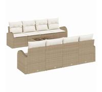 vidaXL Set da Giardino 9 Pezzi e Cuscini Beige in Polyrattan, Divano da Giardino 2 Posti con Ripostiglio & Cuscini Beige in Polyrattan