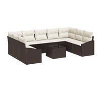 vidaXL Set di Divani da Giardino a 9 Pezzi con Cuscini Crema e Marrone Poly Rattan Design Moderno Seduta Esterna per Persone Mobili Resistente alle Intemperie Divano Sezionale Modulari da Patio Loves