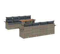 vidaXL Set da Giardino di 9 Pezzi con Cuscini in polyrattan Grigio, Spazio per riporre Cose e Comfort all’Aperto - Mobili modulari per la terrazza