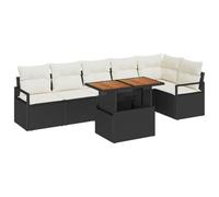 vidaXL Set da Giardino di divani modulari 7 Pezzi con Cuscini Neri e Bianchi in polyrattan. Questo Divano da Esterno è Perfetto per terrazze e balconi. Include mobili Resistenti al maltempo e cuscin