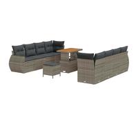 vidaXL Set da Giardino in 11 Pezzi con Cuscini Grigi in Rattan Sintetico e Legno di Acacia. Design Moderno e Elegante, Resistente e Impermeabile, Perfetto per arredare spazi Esterni Come terrazze, p
