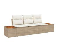 vidaXL Set da Giardino in 3 Pezzi con Cuscini Beige in Rattan Sintetico. Ha Una Seduta Esterna con Piedi Regolabili. È Modulare e Resistente alle Intemperie, Perfetto per Patii, Balconi e Terrazze.