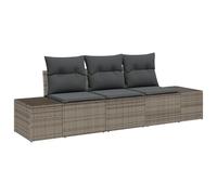 vidaXL Set di 3 panche da giardino con cuscini in resina intrecciata resistente alle intemperie, design moderno per esterni, patio, balcone, mobili confortevoli, sedie componibili componibili