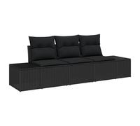 vidaXL Set da Giardino in 3 Pezzi con Cuscini, in Rattan Nero Resistente alle intemperie. Ha Un Design Moderno, Perfetto per spazi all'aperto Come balconi e terrazze. È Ideale per Creare un'area loun