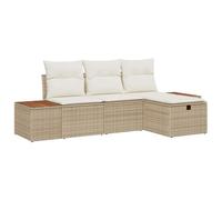 vidaXL Set da Giardino in 4 Pezzi con Cuscini Beige Rattan polivalente
