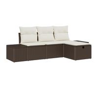 vidaXL Set da Giardino in 4 Pezzi con Cuscini in Poly Rattan Marrone. Ha un'ottima Funzione di stoccaggio e Una Finitura Testurizzata Super alla Moda. È Perfetto per Rilassarsi su balconi e patii, e