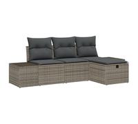 vidaXL Set di divani da Giardino 4 Pezzi con Cuscini in Grigio polyrattan Funzione Storage Integrata Finitura Testurizzata Confortevole Seduta per Esterni su balconi e Patio Set di mobili da Patio an
