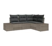 vidaXL Set da Giardino in 4 Pezzi con Cuscini in Rattan Sintetico Grigio. Perfetto per Balcone, Patio e per Chi Cerca Uno Stile Moderno e Resistente alle Intemperie per l'Arredo Esterno. Include Un