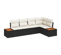 vidaXL Set da Giardino in 5 Pezzi con Cuscini Neri e Bianchi. Ha Un Design modulare, i Piedi Sono Regolabili ed è Super Comodo per Rilassarsi all'aperto. Perfetto per i patii e i terrazzi, è Un otti