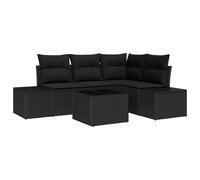vidaXL Set di 5 divani da giardino con cuscino, nero, in polyrattan, resistente alle intemperie, elegante seduta, per uso esterno, balcone, patio, mobili angolari