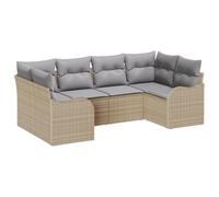 vidaXL Set Divano da Giardino 6 Pezzi con Cuscini Beige in polirattan