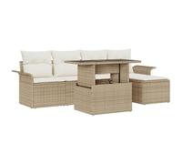vidaXL Set di divani da Giardino 6 Pezzi con Cuscini Beige Rattan Polietilene