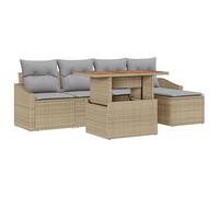 vidaXL Set Divano da Giardino 6 Pezzi con Cuscini Beige Polyrattan