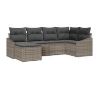 vidaXL Set di 6 divani da giardino con cuscino, grigio, in polyrattan, resistente alle intemperie, moderni, per esterni