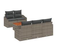vidaXL Set di Divani da Giardino di 6 Pezzi con Cuscini Grigio Polirattan Acacia