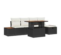 vidaXL Set da Giardino in 6 Pezzi con Cuscini in Rattan Sintetico Nero. Mobili Moderni per Esterni, Ideali per Patios e Giardini. Posti a Sedere per Terrazze, Perfetti per L'Estate. Modulari e Resis