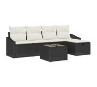 vidaXL Set da Giardino in 6 Pezzi con Cuscini in Rattan Sintetico Nero, Mobili Modulari per Esterni, Seduta per Patio, Ristorazione, Terrazza, Tessuto Intrecciato Resistente alle Intemperie per Le R