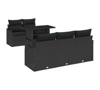 vidaXL Set da Giardino in 6 Pezzi con Cuscini in Rattan Sintetico Nero, Piedi Regolabili, Design Modulare, Mobili da Esterno Confortevoli per Giardini e Terrazzi, Resistente alle Intemperie, Stile C