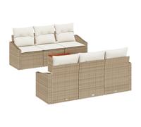 vidaXL Set di Divani da Giardino con Cuscini Beige in Rattan Sintetico Acacia