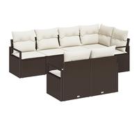 vidaXL Set da Giardino in 7 Pezzi modulare con Cuscini Marrone Rattan in polietilene Arredo Esterno Comfort Estivo Mobili da Patio Sezionale Angolo Divani da Giardino Balcone