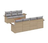 vidaXL Set da Giardino in 8 Pezzi con Cuscini Beige in polyrattan e Legno di Acacia. È Super Comodo per 6 Persone. È Realizzato con Materiali Resistenti ai Raggi UV ed ha Un Design Moderno e stiloso
