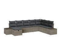 vidaXL Set di 8 divani da giardino grigi per esterni, con cuscino, design modulare, durevole, in polyrattan, con spazio di archiviazione, ideale per terrazze e giardini