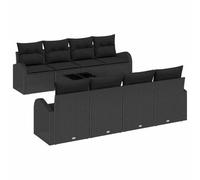 vidaXL Set da Giardino in 9 Pezzi con Cuscini in Rattan Nero, Modular Outdoor, Perfetto per Patio e Balcone, Resistente alle Intemperie, Comfort Rimovibile, Mobili Lounge per Terrazza e Deck