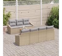 vidaXL Set Divano da Giardino da 8 Pezzi con Cuscini Beige e Grigio in Rattan polimerico, mobili da Esterno Eleganti e Comodi per Balcone e Patio