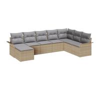 vidaXL Set di 8 divani da giardino con cuscino, beige, polyrattan, per esterni, sezionale, per terrazze, elegante e confortevole, per patio lounge modulare