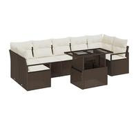 Set Divano Giardino 8 Pezzi con Cuscini Marrone Polyrattan