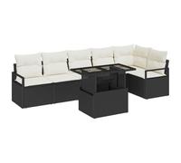 vidaXL Set da Giardino in Rattan Sintetico Nero, 7 Pezzi con Cuscini per Esterni. Mobili modulari per 6 Persone, Resistenti alle intemperie. Comodi per terrazze, Lounge e Patio.