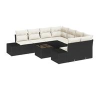 vidaXL Set da Giardino in Rattan Sintetico Nero a 9 Pezzi con Cuscini, Arredo Moderno per Esterni, Tavolino da caffè e Sedi Modulari per Lounge e Terrazza